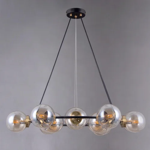 Люстра подвесная Планета CL105195 Citilux янтарная прозрачная на 9 ламп, основание венге в стиле современный лофт шар фото 3
